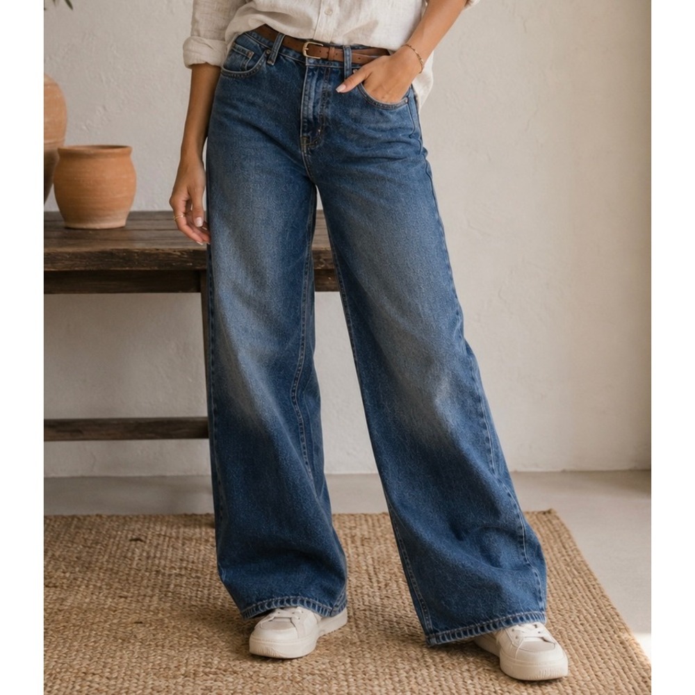 Wild Fable Low Rise Baggy Jeans Medium Wash Wide Leg Denim Size 0/R